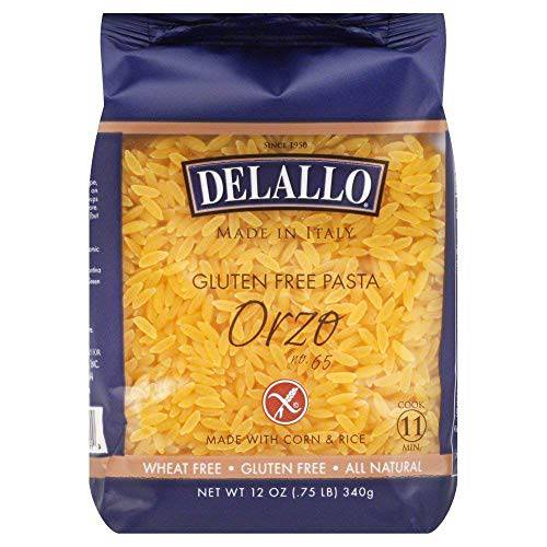 DeLallo Gluten Free Orzo Pasta, Made with Corn & Rice, Wheat Free, 12oz Bag, 3-Pack