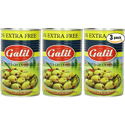 Galil Green Pitted Olive + 20% Extra Value Size, 24-Ounce Cans (3-Pack)
