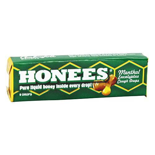 Honees - Liquid Honey Menthol Euclayptus Drops - 9 Lozenges (pack of 3)