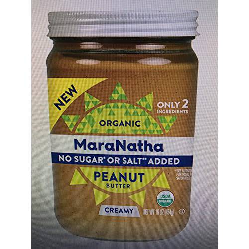 Maranatha Organic Creamy Peanut Butter No Sugar No Salt Add Organic, 16 Ounce (Pack of 3)