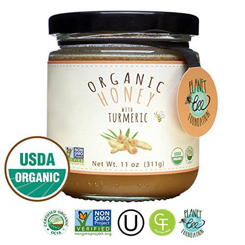 GREENBOW Organic Honey with Turmeric - 100% USDA Certified Organic, Gluten Free, Non-GMO Organic Turmeric Honey - Whole Food Organic Turmeric Honey – 11oz (311g)