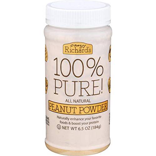 Crazy Richard’s - 100% All-Natural Peanut Powder, Powdered Peanut Butter, No Sugar Added, Non-GMO, Vegan Resealable Jar Pack of 1 x 6.5oz