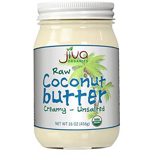 Jiva Organics RAW Organic Coconut Butter 16 Ounce Jar - Creamy, Unsalted