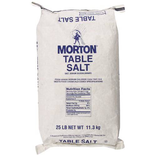 Morton Table Salt, Non Iodized Salt, 25 Pound