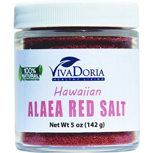 Viva Doria Hawaiian Red Alaea Sea Salt, Fine Grain, 5 Oz Glass Jar