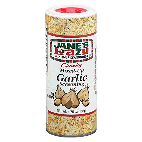 Jane’s Krazy Chunky Mixed-Up Garlic Seasoning, 4.75 Ounce (Packing may vary)