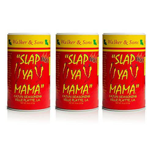 Slap Ya Mama Cajun Seasoning from Louisiana, Hot Blend, No MSG and Kosher, 8 Ounce Can, Pack of 3