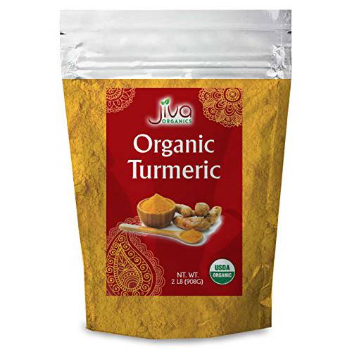 Jiva Organics Turmeric Powder - 2 Pound in Resealable Bag, 100% Raw with Tumeric Powdered Organic, Turmeric Curcumin Powder, Origins from India