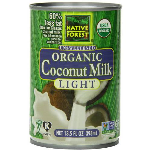 Native Forest Organic Light Coconut Milk Reduced Fat, 13.5 Ounce Cans (Pack of 12), Packaging may vary