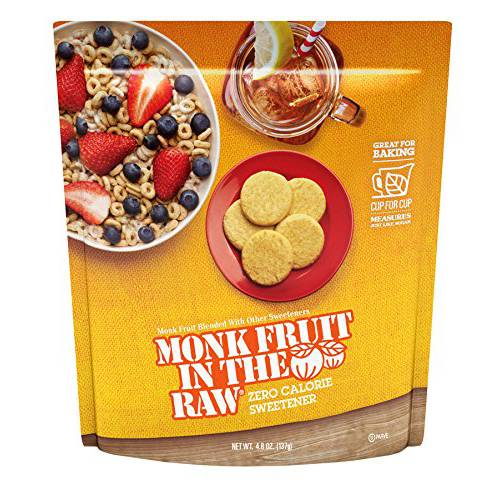 Monk Fruit In The Raw, Monk Fruit Sweetener, Sugar-Free, Gluten Free, Zero Calorie, Vegan, Sugar Substitute, 4.8 Oz. Baking Bag (Pack of 1)