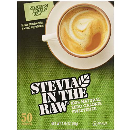 Stevia In The Raw, Plant Based Zero Calorie Sweetener, Sugar Substitute, Sugar-Free Sweetener For Coffee, Hot & Cold Drinks, Suitable For Diabetics, Vegan, Gluten-Free, 50 Count Packets (Pack of 1)