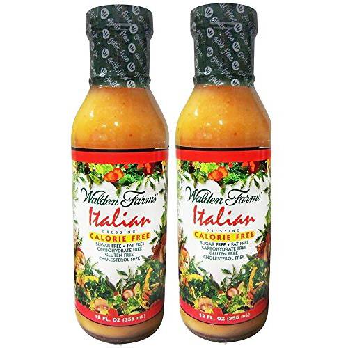 Walden Farms Italian Dressing, 12 oz. Bottle, Fresh and Delicious Salad Topping, Sugar Free 0g Net Carbs Condiment, Smooth and Tangy, 2 Pack