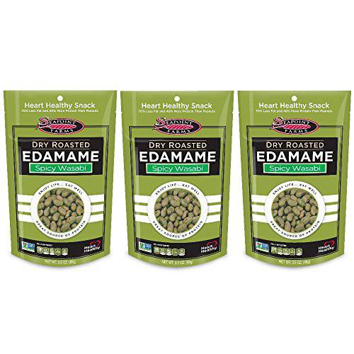 Seapoint Farms Dry Roasted Edamame, Wasabi, 3.5-Ounce Pouches (Pack of 3)
