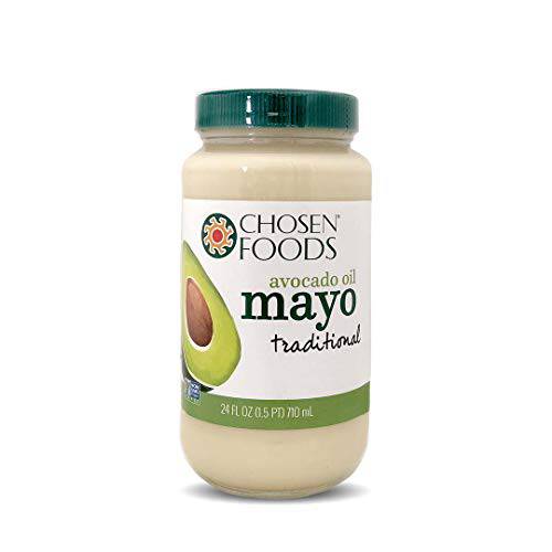 Chosen Foods 100% Avocado Oil-Based Classic Mayonnaise, Gluten & Dairy Free, Low-Carb, Keto & Paleo Diet Friendly, Mayo for Sandwiches, Dressings and Sauces, Made with Cage Free Eggs (24 fl oz)