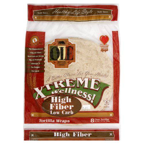 Ole Mexican High Fiber Low Carb Flour Tortillas, 12.7 Ounce (Pack of 6)