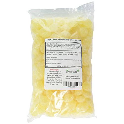 Claeys Lemon Sanded Candy Drops, Old Fashioned, 2 Pound