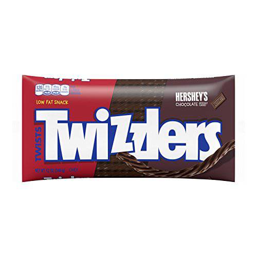 TWIZZLERS Twists HERSHEY’S Chocolate Flavored Chewy Candy, Bulk, Low Fat, 12 oz Bag (Pack of 6)