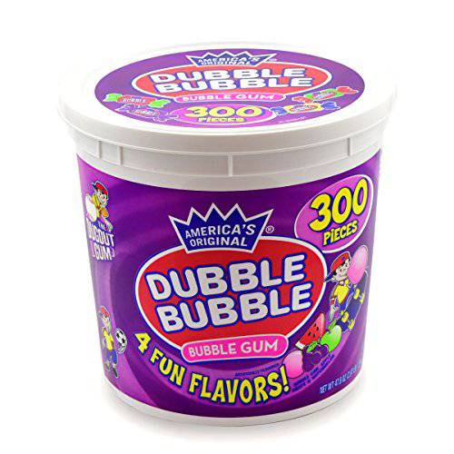 Tootsie Roll Dubble Bubble, No Peanut Allergen Tub, Assorted, 300 Count.