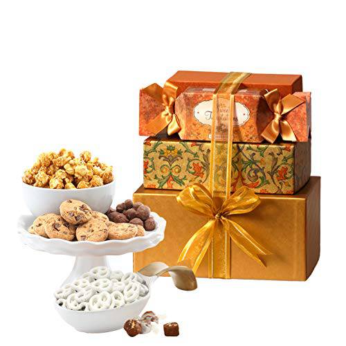 Broadway Basketeers Gourmet Food Gift Tower Snack Gifts for Women, Men, Families, College – Delivery for Holidays, Appreciation, Thank You, Congratulations, Corporate, Get Well Soon Care Package