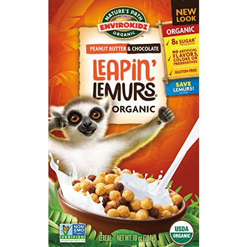 Leapin’ Lemurs Peanut Butter & Chocolate Organic Cereal, 10 Oz Box, Gluten Free