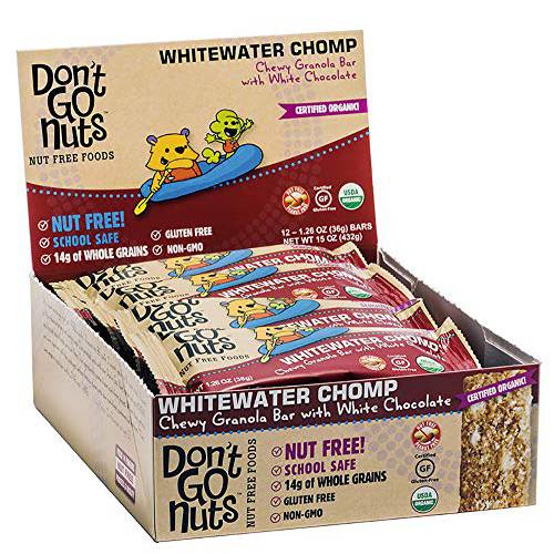 Don’t Go Nuts Nut-Free Organic Snack Bars, Chewy Granola Bar with White Chocolate, Whitewater Chomp, 12 Count (Pack of 1)