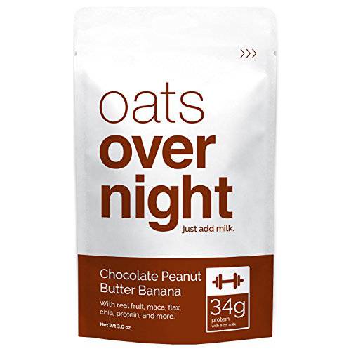 Oats Overnight - Chocolate Peanut Butter Banana - 22g Protein, Low Sugar Breakfast - Gluten Free, High Fiber, Non GMO Oatmeal (2.7 oz per meal) (8 Pack)