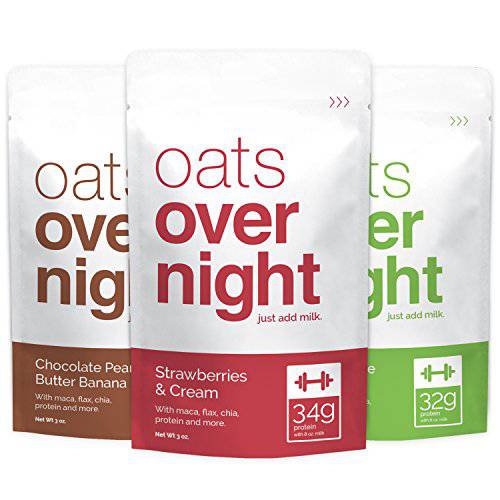 Oats Overnight - Classic Variety Pack - High Protein, Low Sugar Breakfast Shake - Gluten Free, High Fiber, Non GMO Oatmeal (2.7oz per meal) (8-Pack)