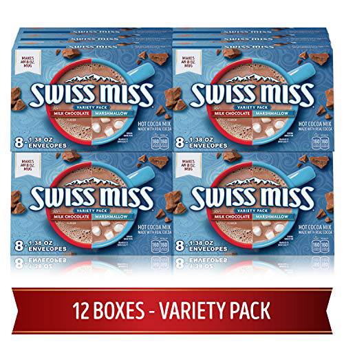 Swiss Miss Hot Cocoa Mix Variety Pack, 1.38 oz. 8-Count (Pack of 12)
