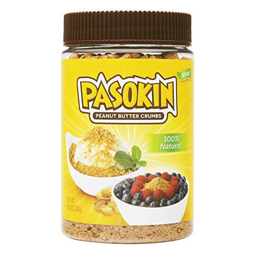 PASOKIN | Natural Peanut Butter Crumbs | Gluten Free, Vegan, Peanut Butter Topping, Creamy and Crunchy at the same time. 1 Pacoca made in USA, 10.5 oz Jar