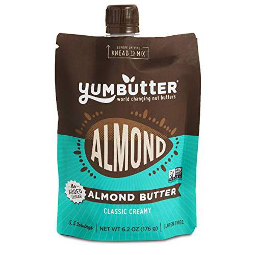 Almond Butter No Sugar Added by Yumbutter, Gluten Free, Vegan, Paleo, Keto, Non-GMO, 6.2oz Pouch