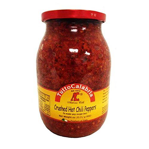 Crushed Calabrian Chili Pepper, Paste / Spread, 33.5 oz Club Pack Size, All Natural, Non-GMO, Product of Italy, Glass TuttoCalabria