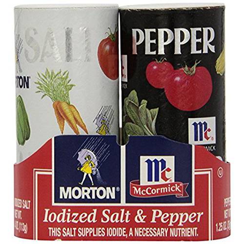 Morton’s 4 oz. Salt and Mccormick 1.25 oz. Pepper Shakers 2 Bundles