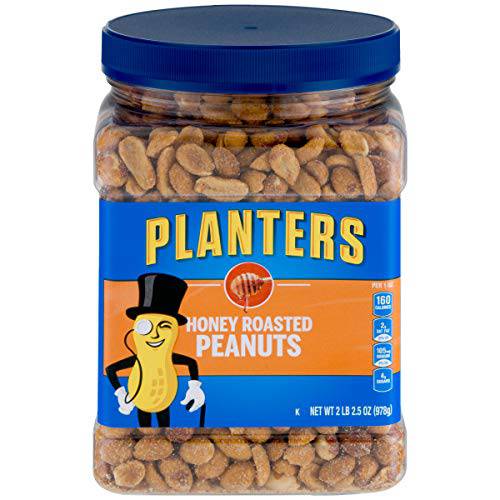 PLANTERS Honey Roasted Peanuts, 34.5 oz. Resealable Jar - Premium Quality Peanuts - Sweet and Salty Snack - Sweet Peanut Snack - Wholesome Snacking - Kosher