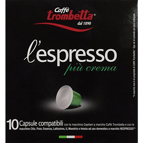 Trombetta l’espresso Piu Crema, 10 Count (Pack of 8)