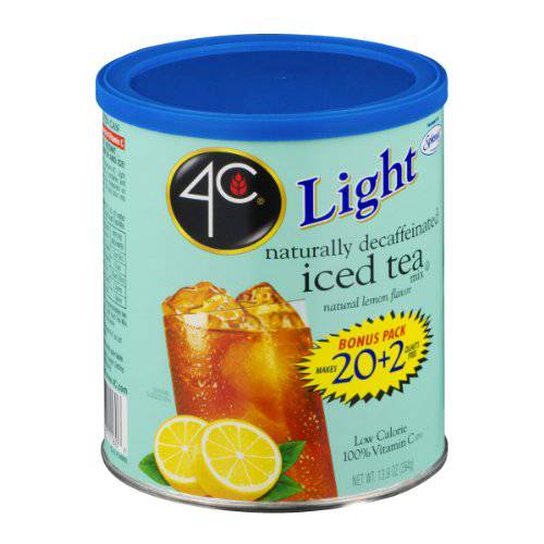 4C Light Powdered Drink Mix Cannisters, Light Decaffeinated Iced Tea, 22 Quarts, Family Sized Cannister, Low Calorie, Thirst Quenching Flavors (Light Decaf Iced Tea, 13.9 Ounce (Pack of 1))