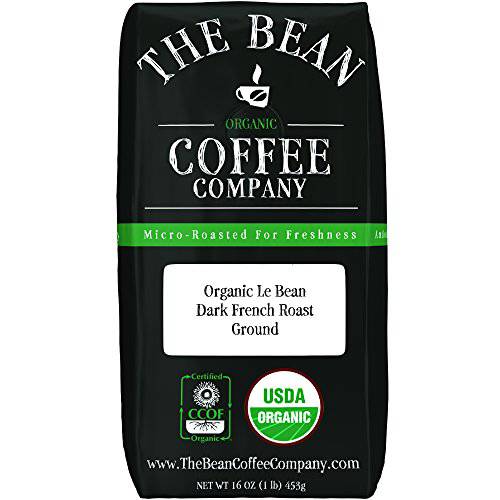 The Bean Coffee Company Organic Le Bean, Dark French Roast, Ground, 16-Ounce Bag