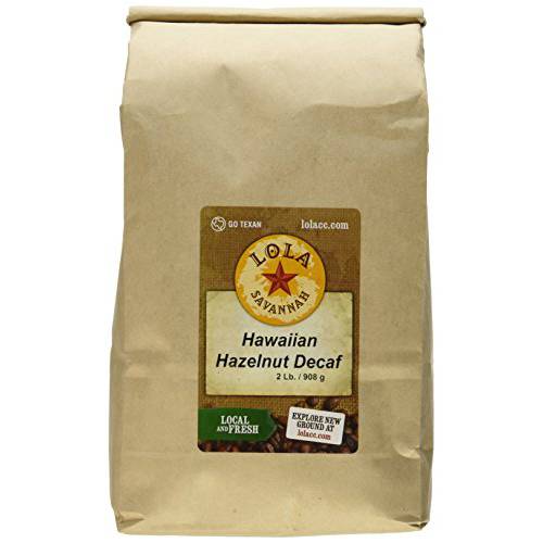 Lola Savannah Hawaiian Hazelnut Ground Coffee - Tropical Inspired Blend Infused with Buttery Hazelnuts and a Milky Sweet Note from Coconuts, Decaf, 2lb Bag