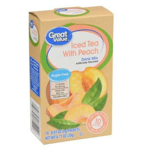 Great Value: Decaffeinated Iced Tea with Peach Drink Mix, .71 Oz (Pack of 2)