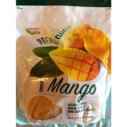 Paradise Green Dried Mango Premium Quality 35 Oz (1 Pack)