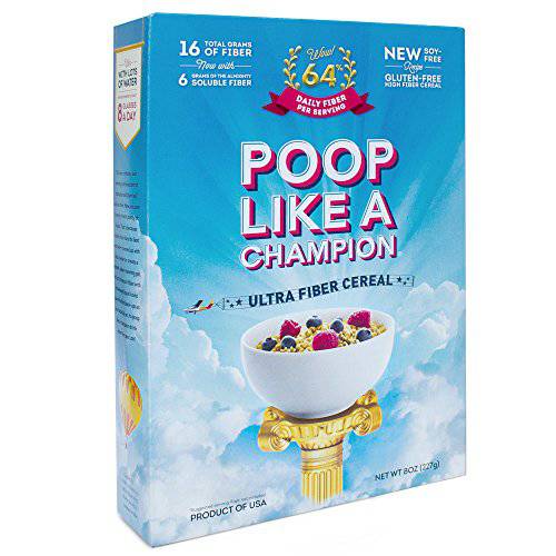 Poop Like a Champion Healthy Choice Ultra High Fiber Cereal - A Low Carb Food, Keto Friendly Food & Fiber Supplement | Breakfast Essentials with Soluble Fiber, Insoluble Fiber & Psyllium Husk Powder