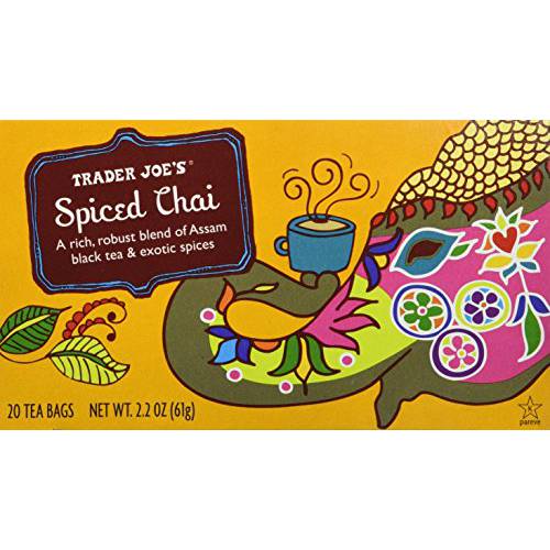 Trader Joe’s Spiced Chai (A Rich, Robust Blend of Assam Black Tea & Exotic Spices), 20 Tea Bags (1 Box)