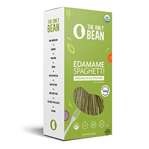 The Only Bean - Organic Edamame Spaghetti Pasta - High Protein, Keto Friendly, Gluten-Free, Vegan, Non-GMO, Kosher, Low Carb, Plant-Based Bean Noodles - 8 oz (1 Pack)
