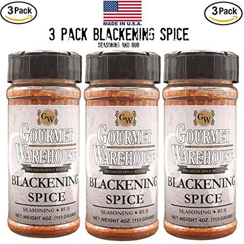 Gourmet Warehouse Blackening Spice Rub/Seasoning , 4 ozs, 3 Pack - Gluten Free, No MSG, No HFCS