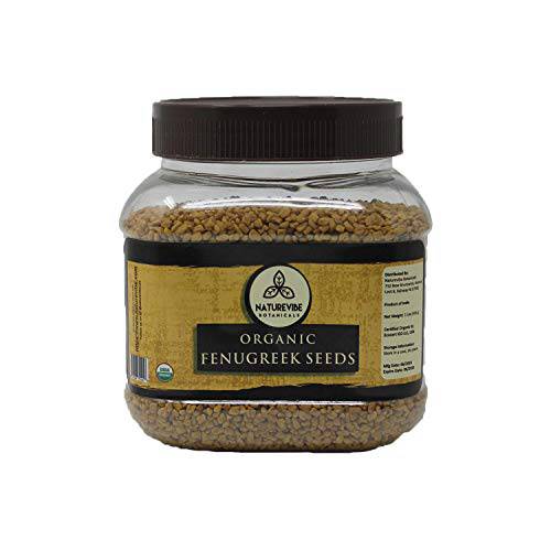 Naturevibe Botanicals Organic Fenugreek Seeds Whole 1Lb, Methi seeds | Gluten Free & Non-GMO | Hair and skin health.[Packaging may Vary]