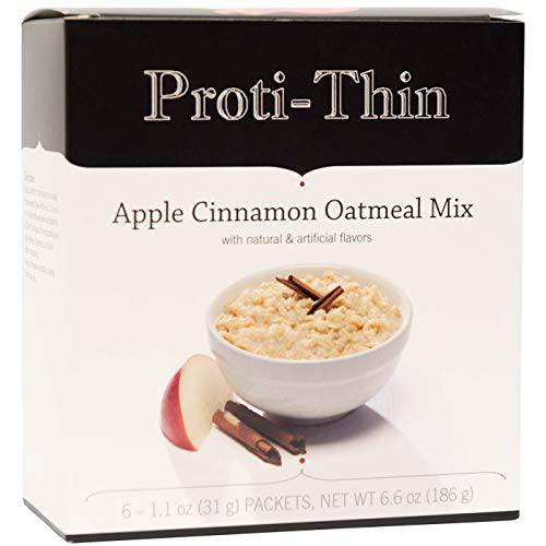 Proti-Thin High Protein Instant Apple Cinnamon Oatmeal, 15g Protein, Low Calorie, Low Fat, Low Sugar, Ideal Protein Compatible, 7 Servings/Box