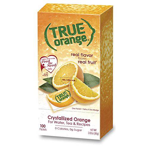 TRUE ORANGE Water Enhancer, Bulk Dispenser Pack - 100 Count (Pack of 1)| Zero Calorie Water Flavoring | For Water, Bottled Water, Iced Tea & Recipes | Water Flavor Packets Made with Real Oranges