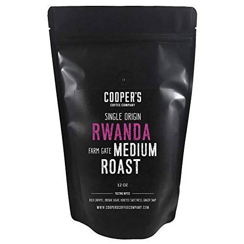 Rwanda Full Bodied Medium Roast Coffee Beans, Single Origin Whole Bean, - 12 oz Bag