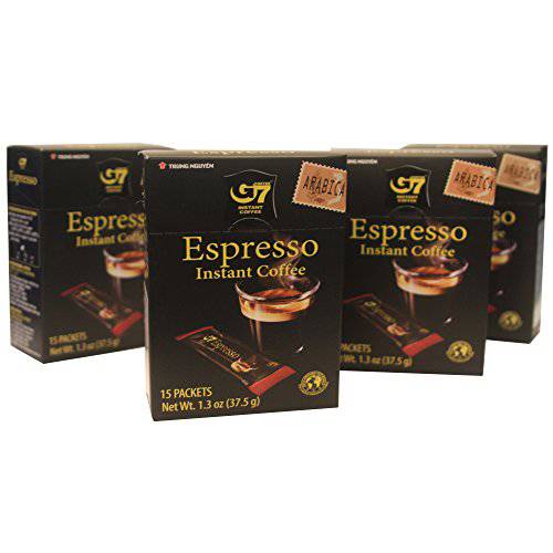 Trung Nguyen G7 New Arabica Espresso Vietnamese Coffee - 2.5grams/ Stick - 60 Sticks (4 Boxes x 15 Sticks/ Box)