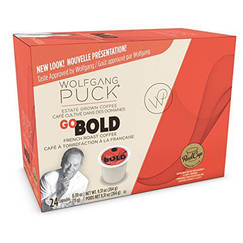 Wolfgang Puck Coffee Single Serve Capsules, French Roast, Compatible with Keurig K-Cup Brewers, Go Bold, 24 Count