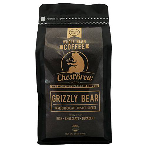 Chestbrew Whole Bean Coffee. Medium Roast Vietnamese Coffee - Grizzly Bear 20 Ounce Bag